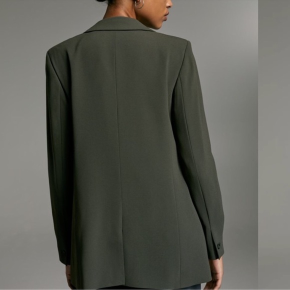 Aritzia Babaton Yates Blazer Tuxedo Jacket Olive Green - Picture 3 of 10